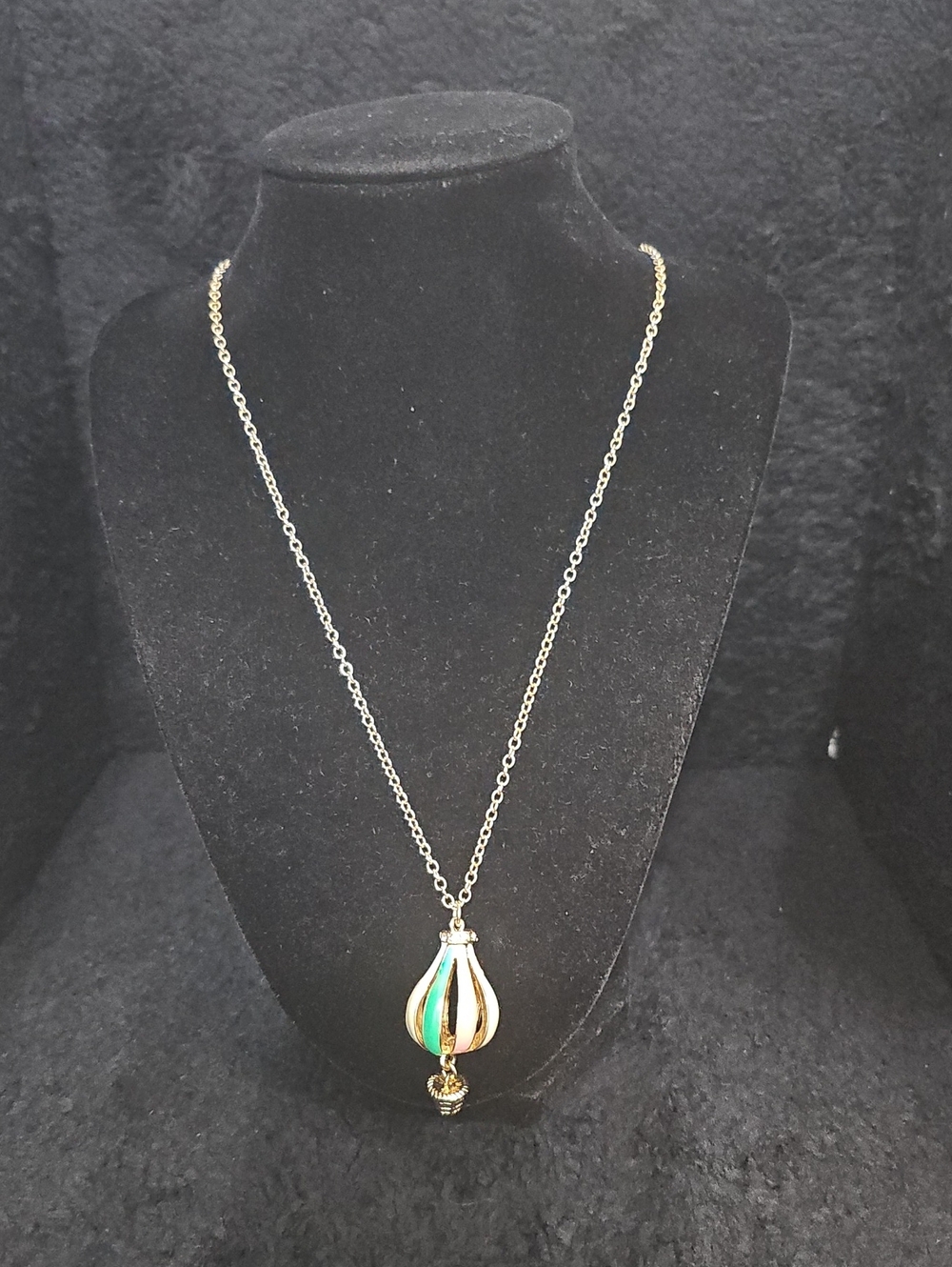Gold-Tone 3D Hot Air Balloon Enamel & Rhinestone Pendant Necklace